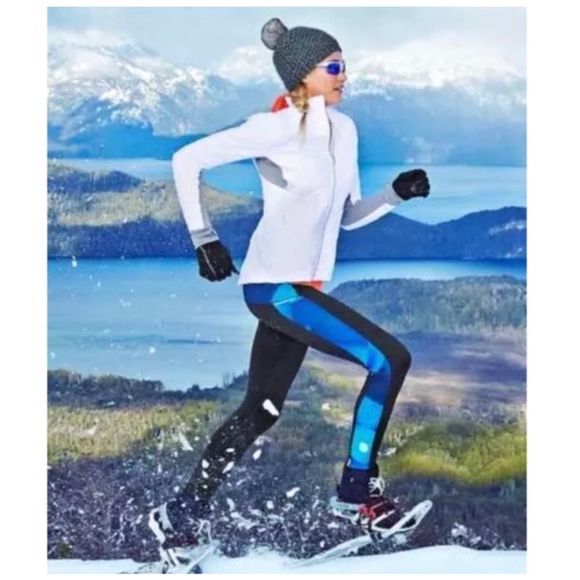Athleta Magnet Power Lift Tight Compression Pants Blue Black Reflective XS - Picture 3 of 14